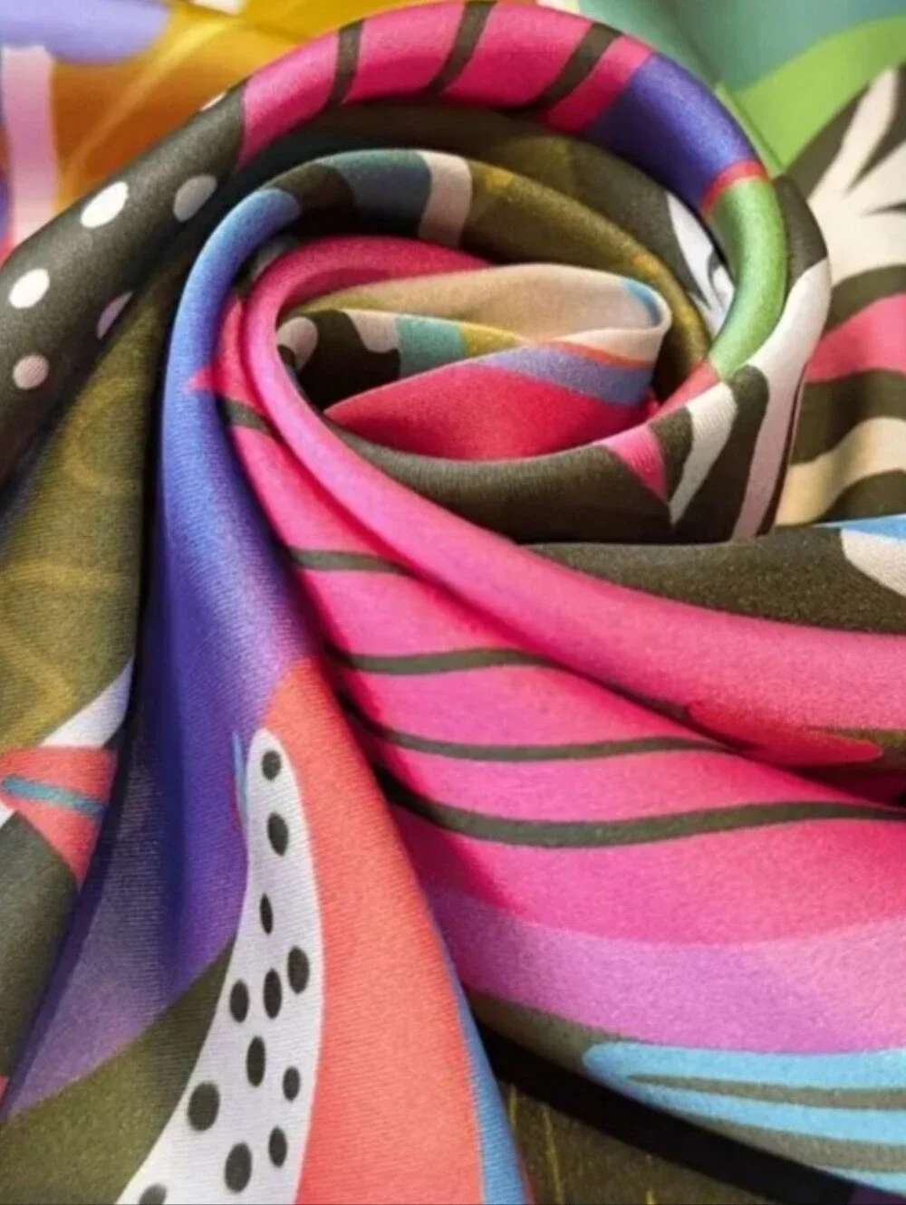 Silk -feel Multicolor Floral Silk Scarf - Women  Head Scarf , Neck Scarf